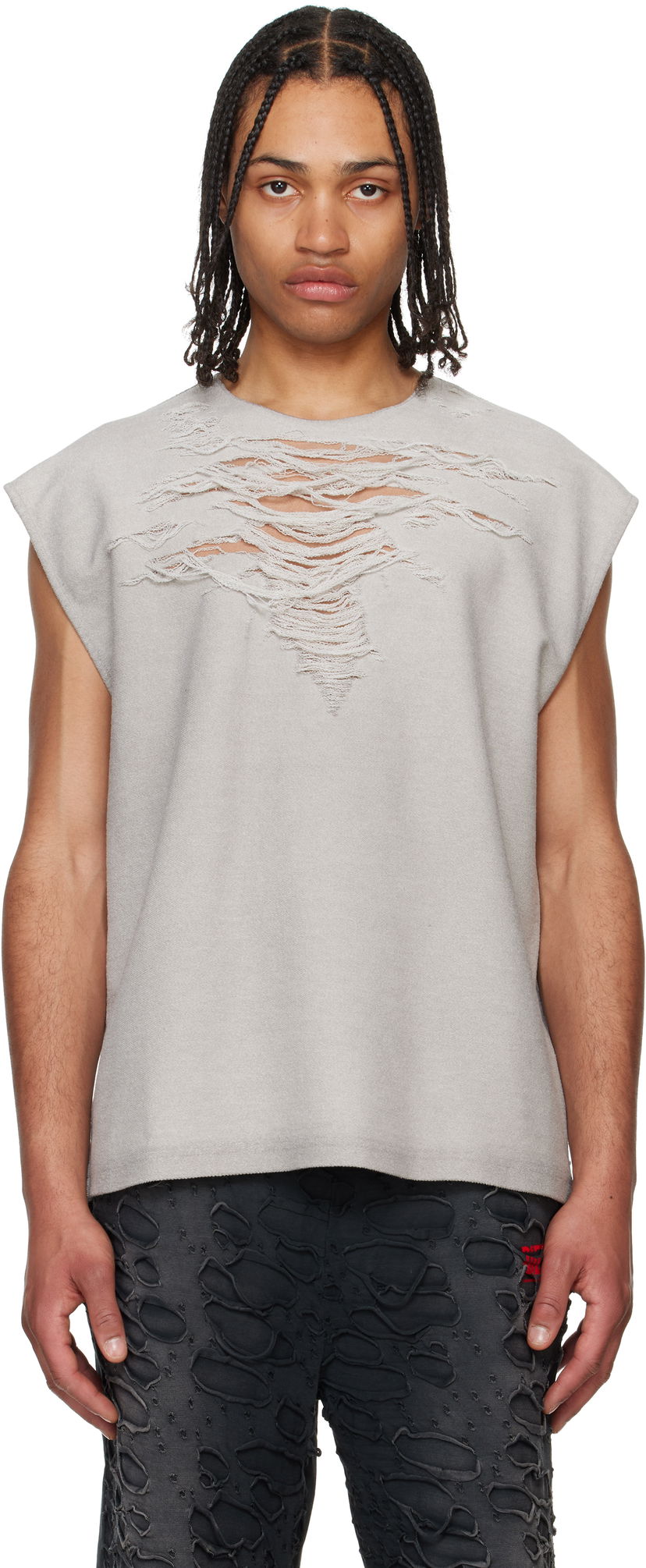 Majica bez rukava Diesel Diesel S-Rub-SL Distressed Tank Top Siva | A19115-0PLAI-97C