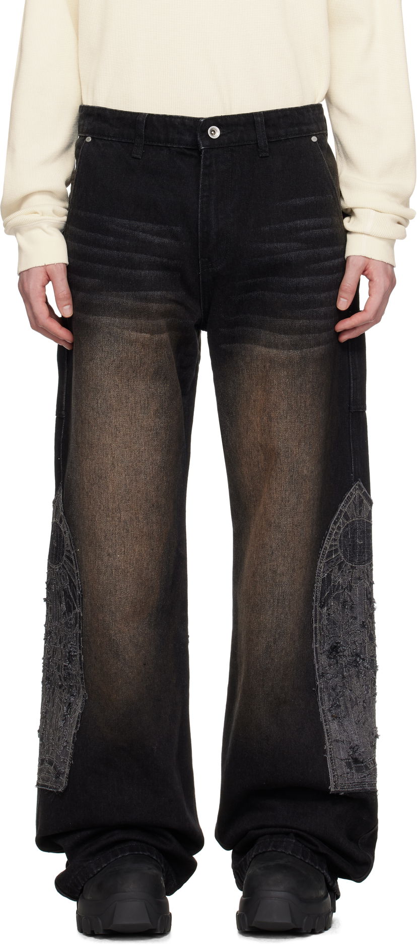 Jeans Who Decides War Who Decides War Mocha Patched Jeans Crna | 1120880017SS25