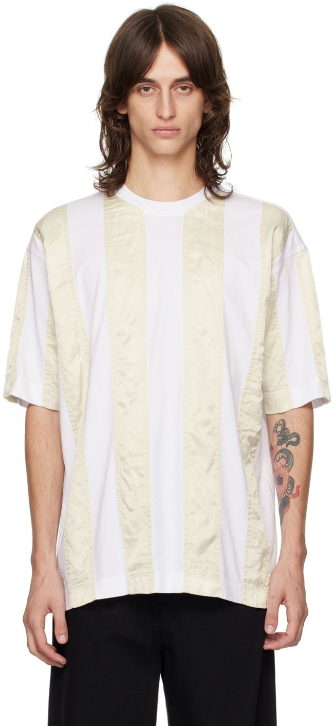 Majica kratkih rukava Dries Van Noten White & Beige Paneled T-Shirt Bijela | 242-021116-9603