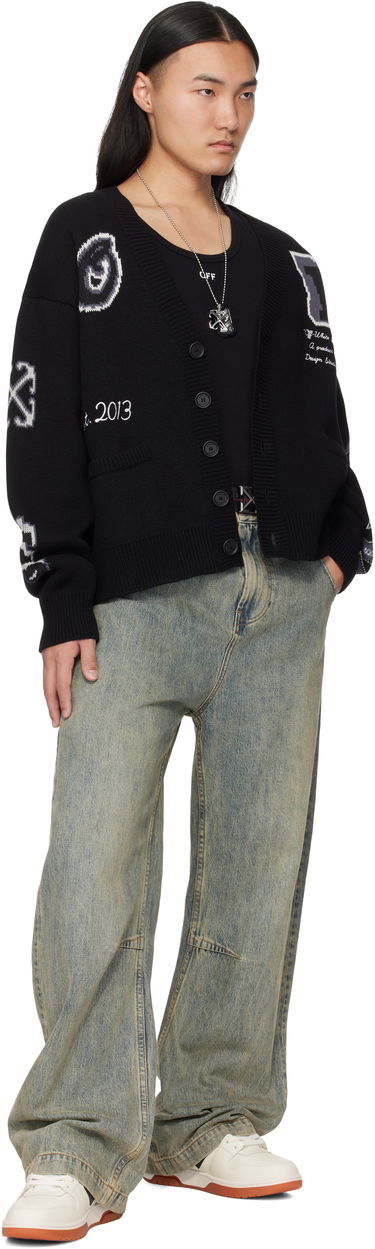 Džemper Off-White Off-White Varsity Knit Cardigan Crna | OMHB019C99KNI0031010, 3
