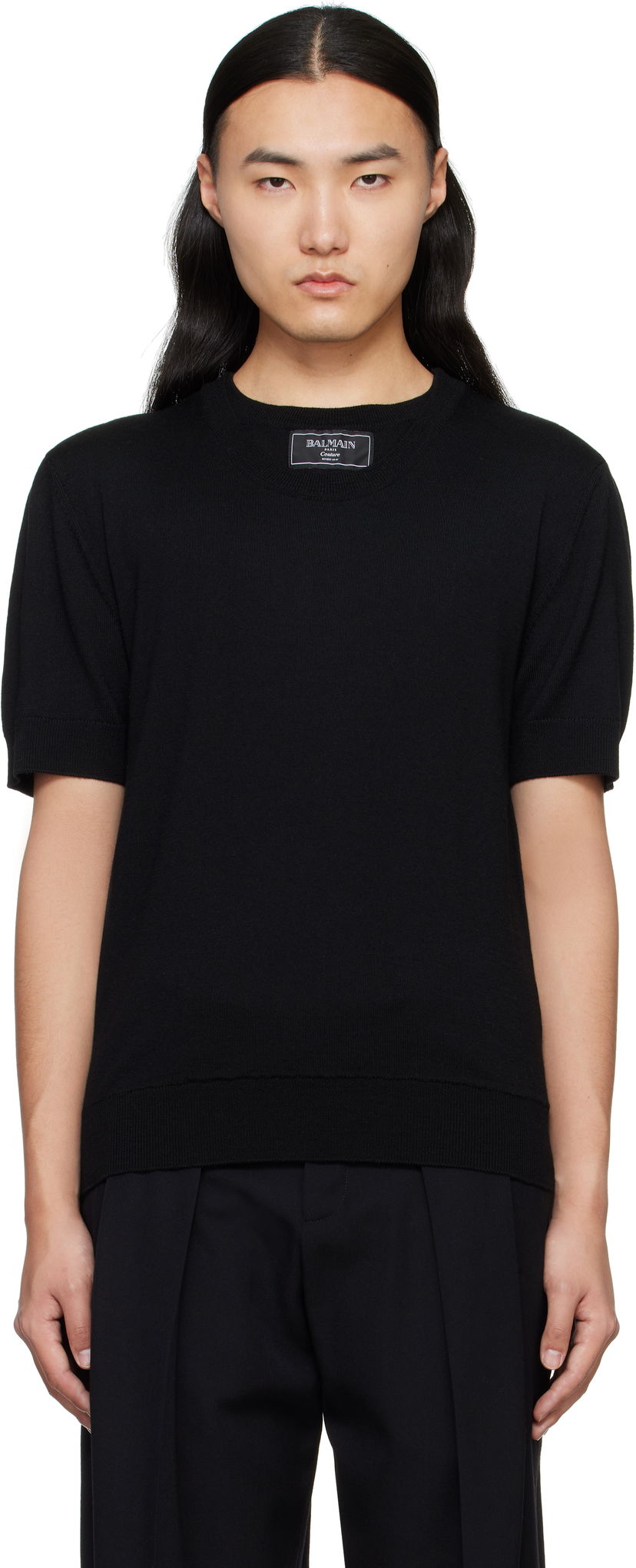 Džemper Balmain Balmain Knit T-Shirt Crna | EH1AL027KH92