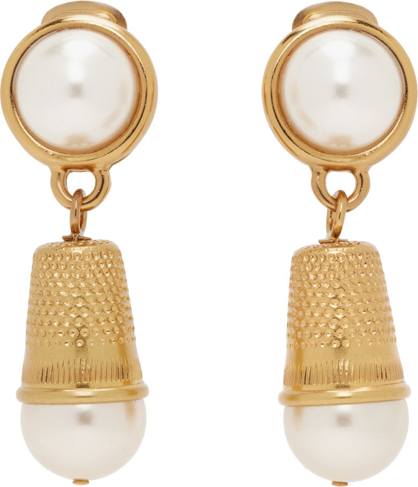 Naušnice Moschino Moschino Pearl Thimble Clip-On Earrings Metalik | 25121911084031006