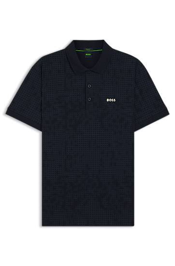 Polo majica BOSS Stretch Cotton Polo Shirt with All-Over Print Tamnoplava | 50549358, 0