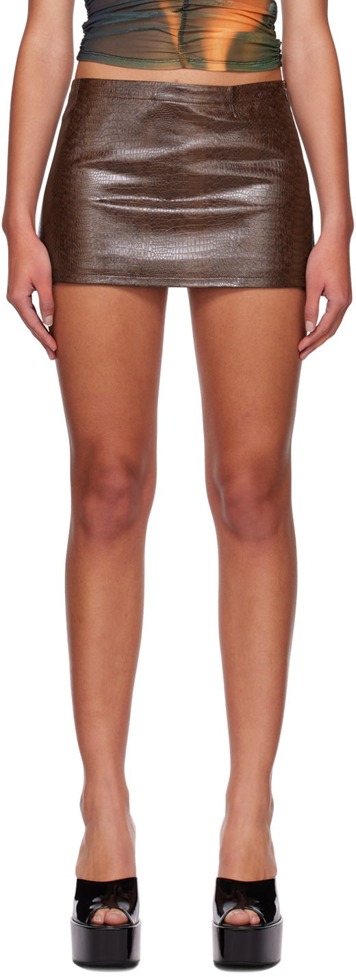 Suknja Miaou Miaou Fig Faux-Leather Miniskirt Smeđa | 4016PYPCPY