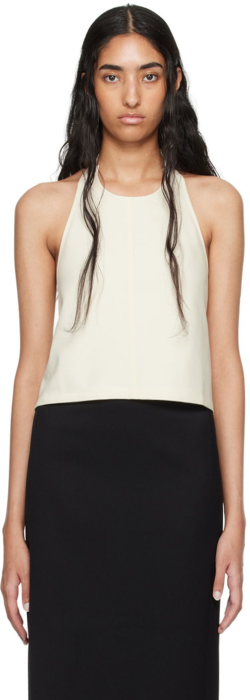 Majica bez rukava WARDROBE.NYC Off-White Backless Halter Top Bijela | W1058R12