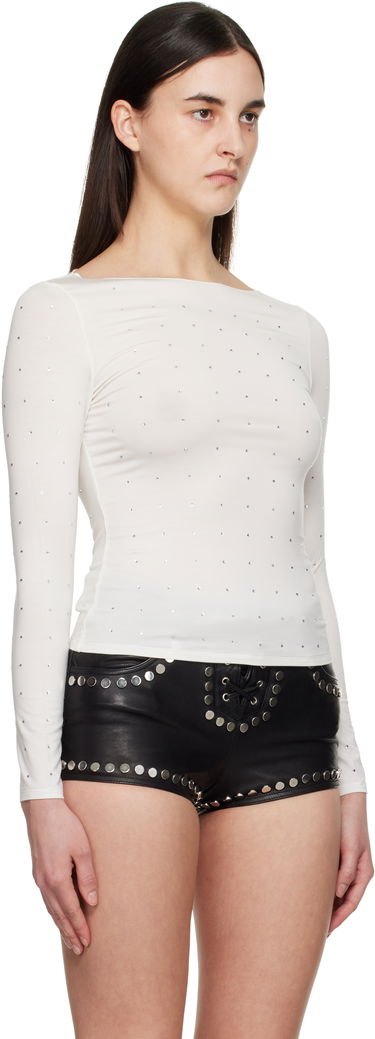 Majica kratkih rukava Miaou Miaou Amelia Crystal-Embellished T-Shirt Bijela | 7183TJRPEA, 1