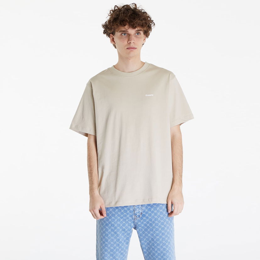 Majica kratkih rukava Queens Essential T-Shirt With Contrast Print Beige Bež | QNS_026