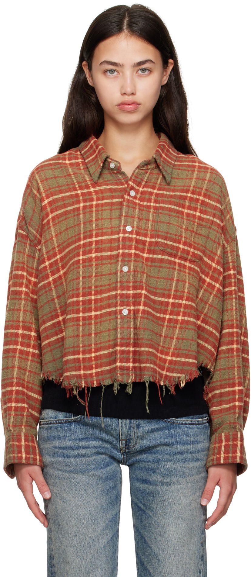 Košulja R13 R13 Drop Neck Cropped Plaid Shirt Višebojno | R13WR150-R563B