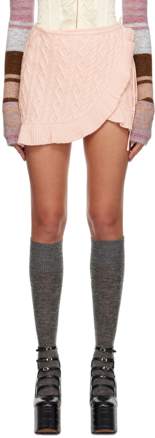 Suknja GUIZIO Guizio Gemma Knit Wrap Miniskirt Ružičasta | F23614S004