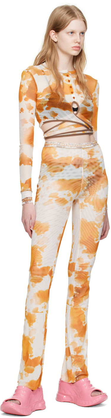 Crop top Ottolinger Ottolinger Exclusive Tie-Dye Long Sleeve Crop Top Narančasta | 101015, 3