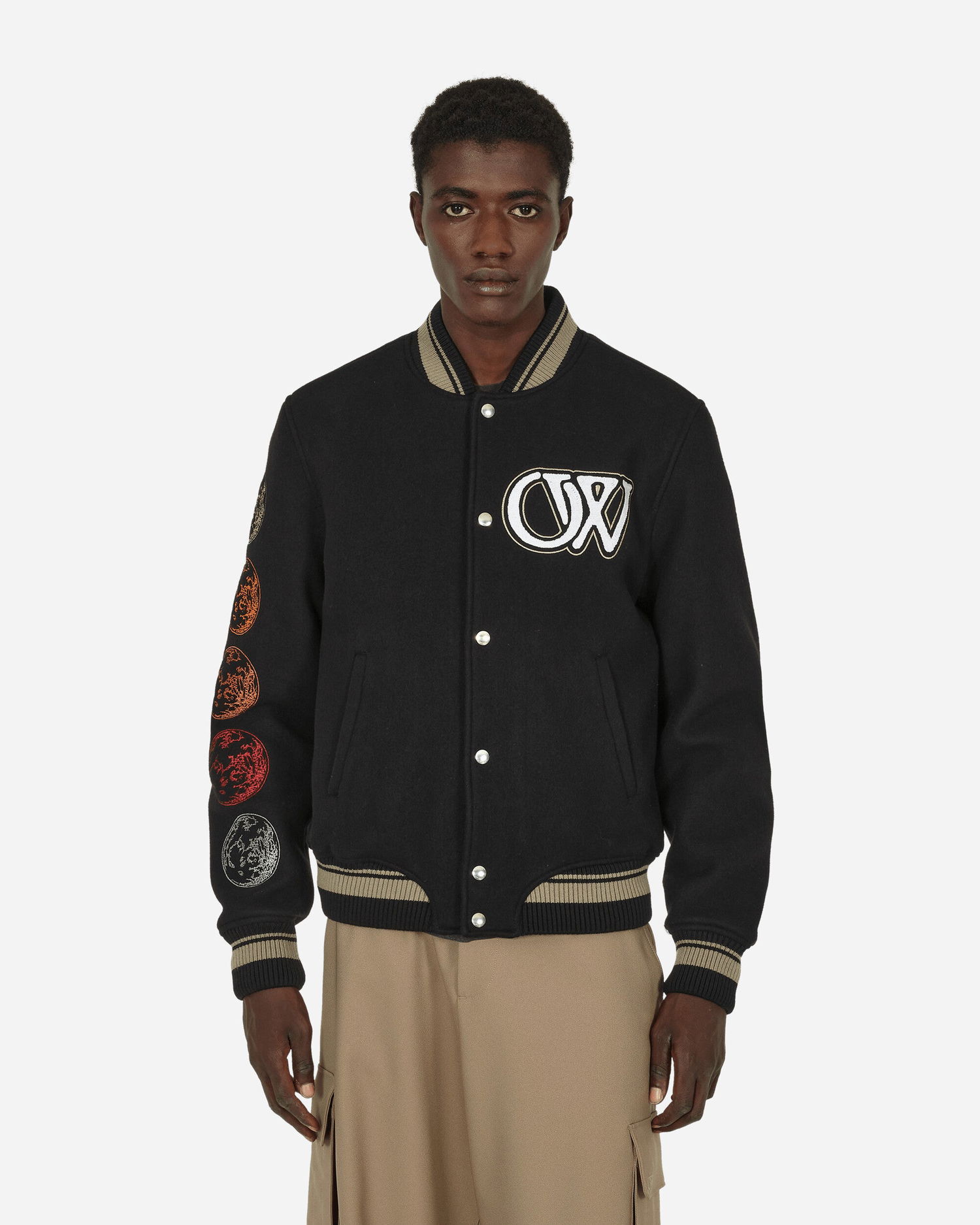 Bomber jakna Off-White Cryst Moon Phase Varsity Jacket Black Crna | OMEH053F23FAB002 1001, 1