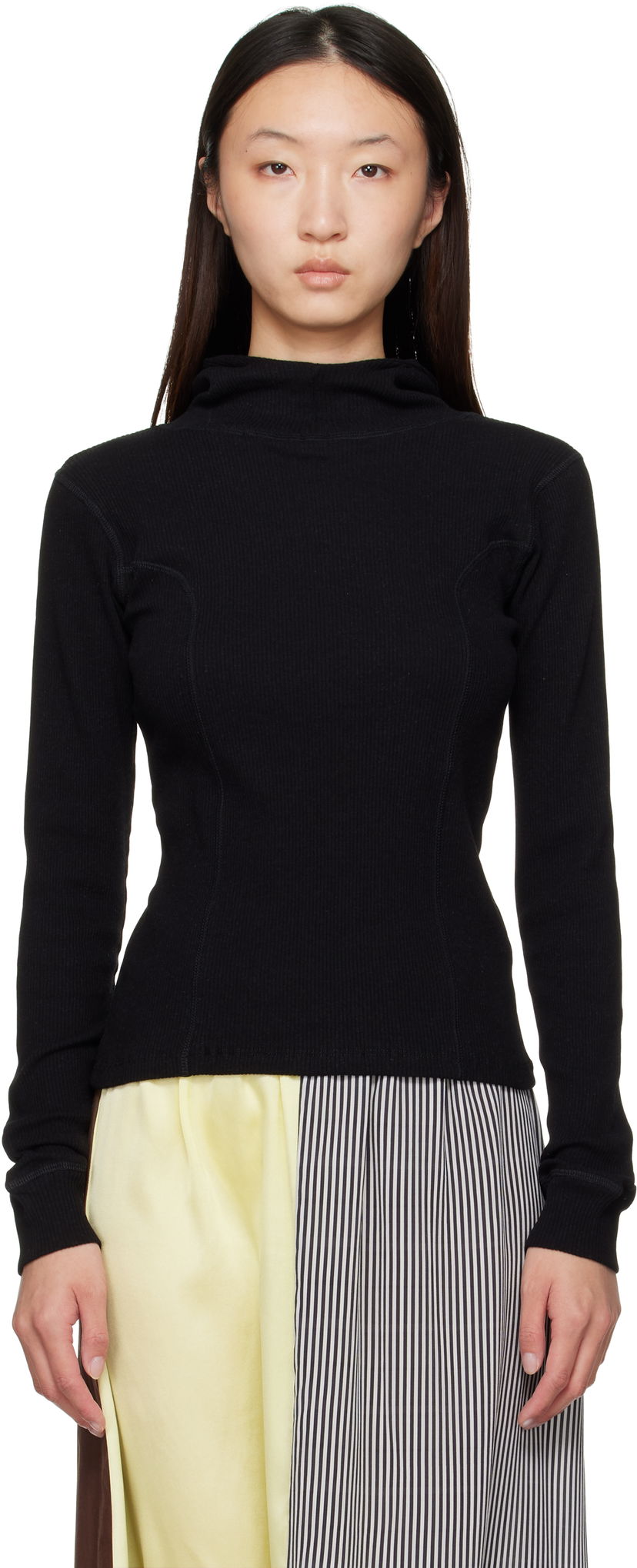 Dukserice Baserange Baserange Hanifa Ribbed Hoodie Crna | TTHH-RCR-AU25