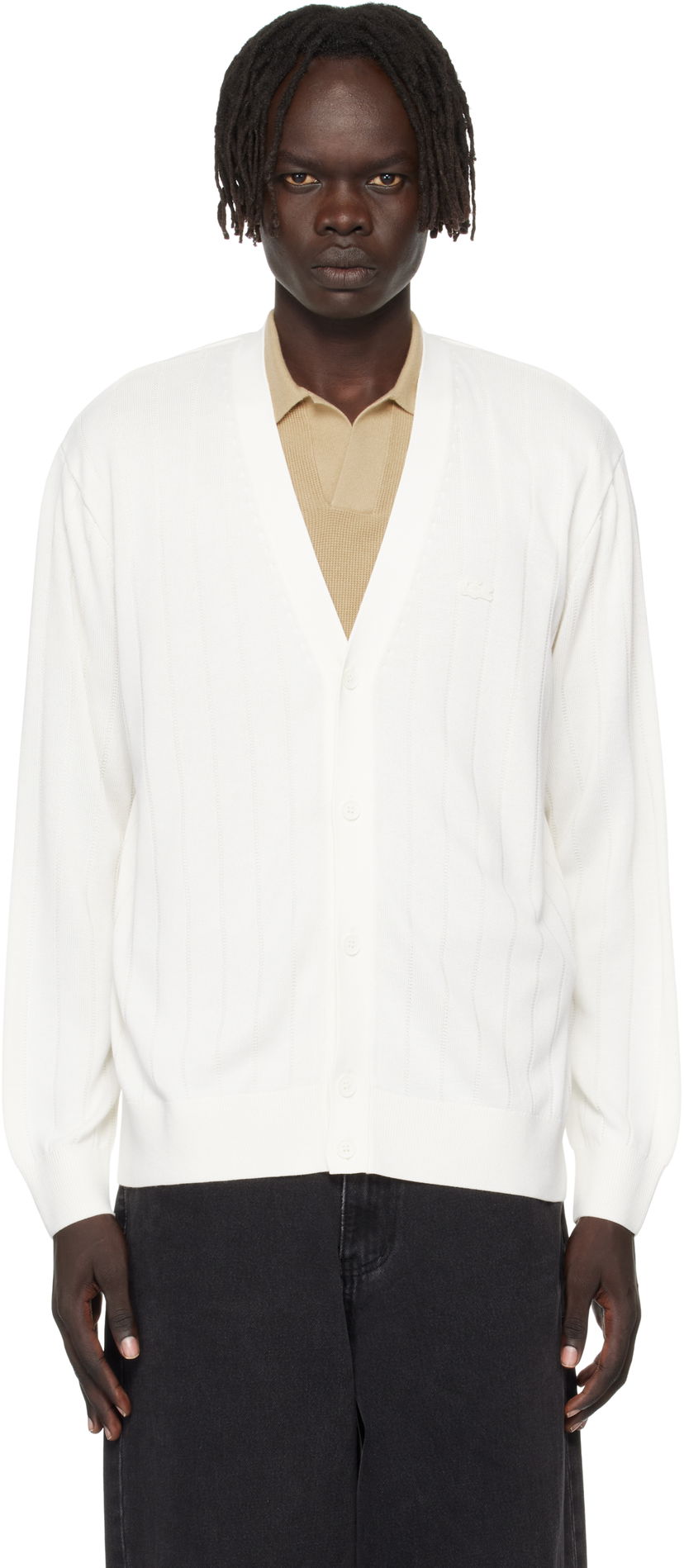 Džemper Lacoste Fluid Rib Knit Cardigan Bijela | AH5338_70V