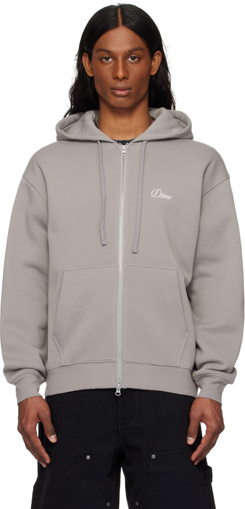 Dukserice Dime Dime Cursive Zip Hoodie Siva | DIME2SP2547CHA