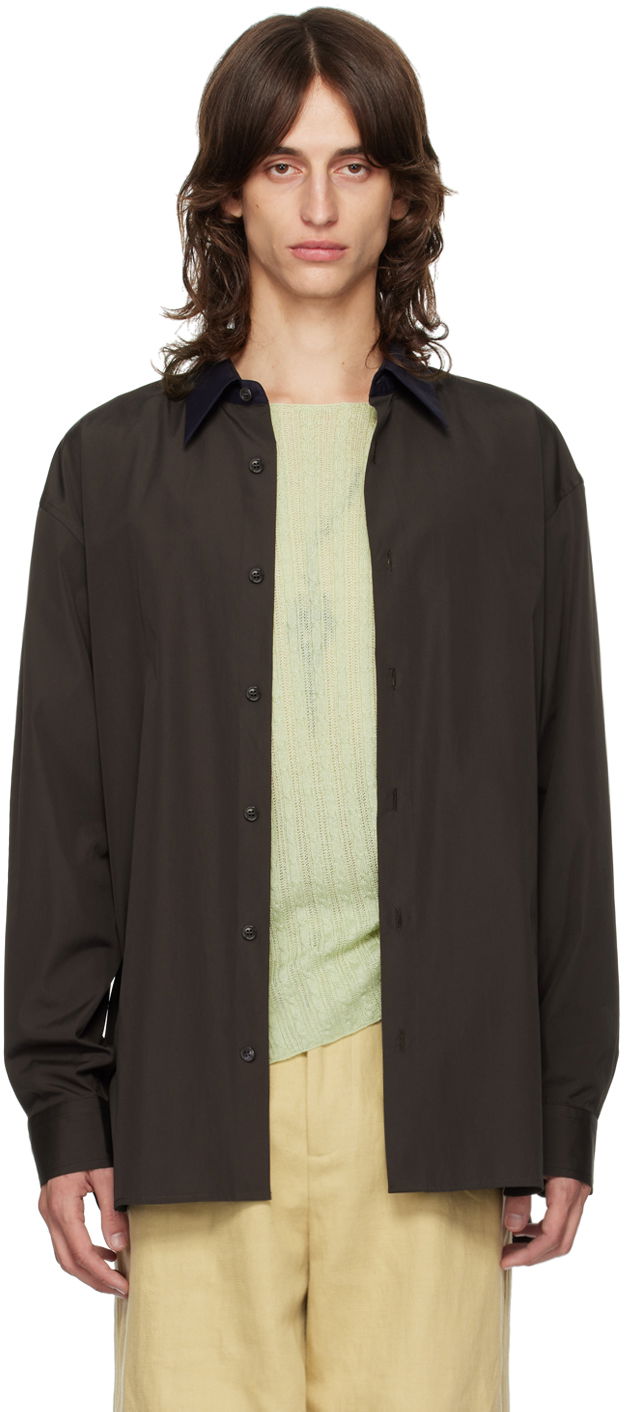Košulja Dries Van Noten Brown Relaxed Shirt Crna | 242-020725-9244