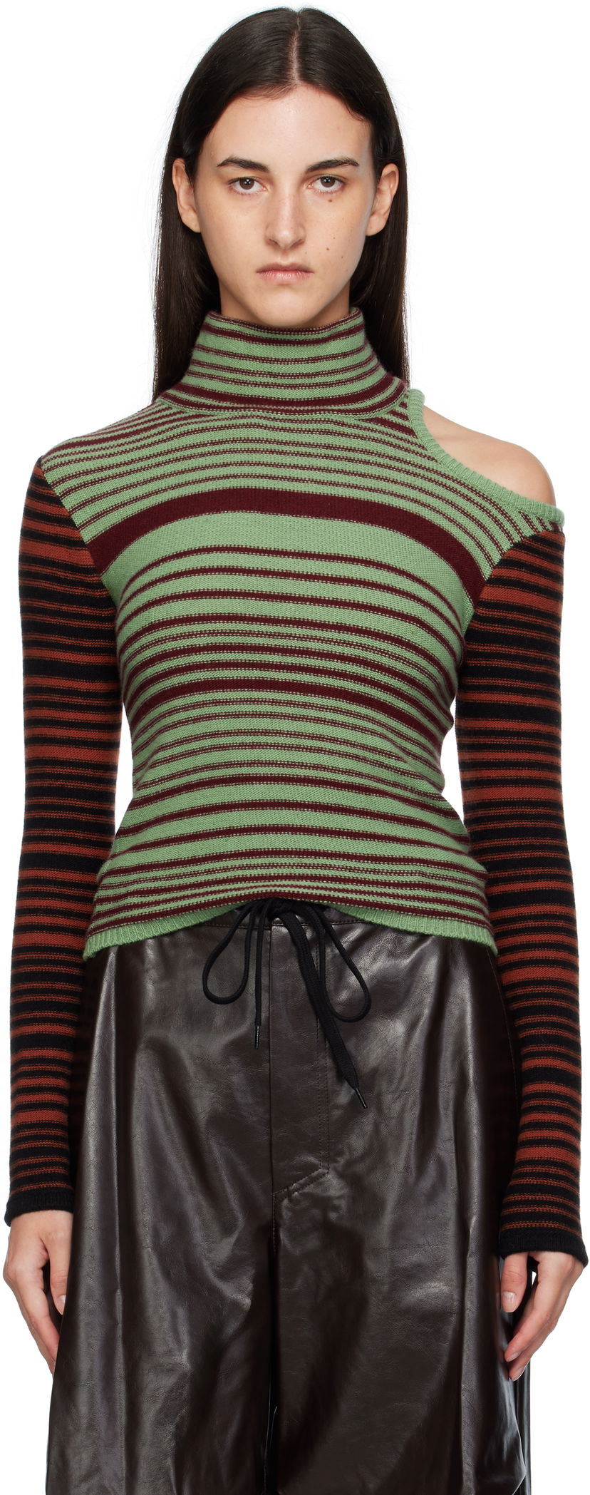 Džemper Andersson Bell Andersson Bell Elodie Multi Stripe Cut-Out Turtleneck Zelena | atb1356w