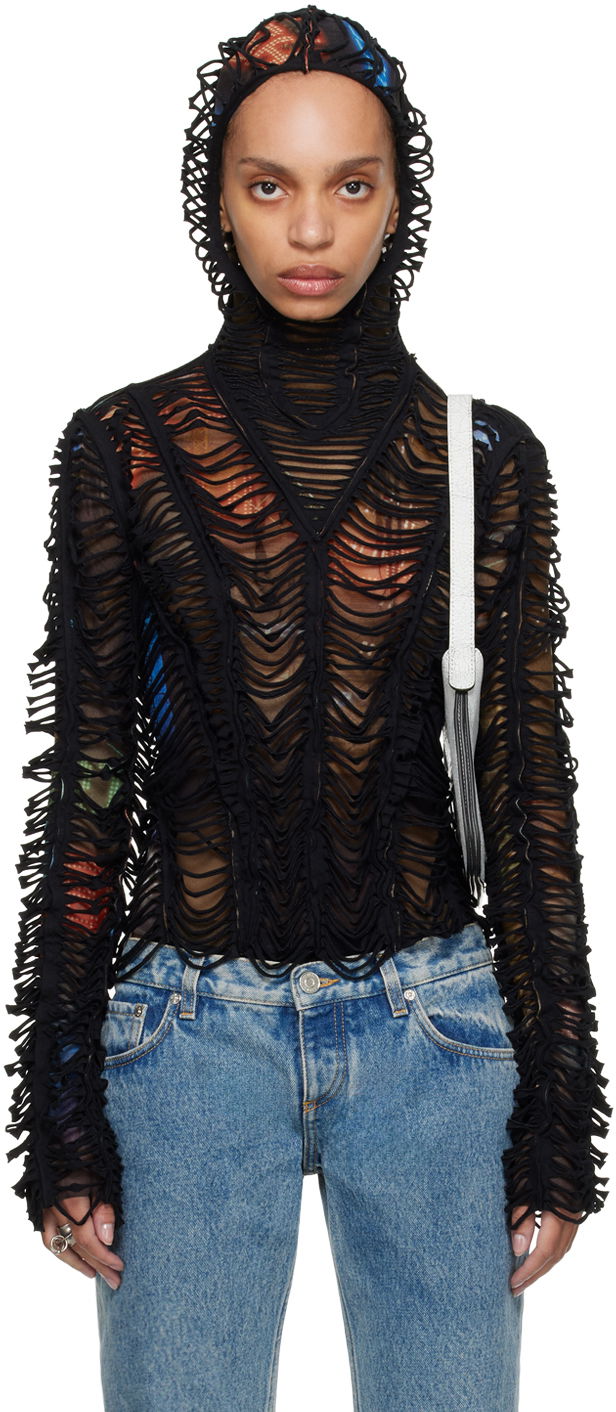 Dukserice Jean Paul Gaultier Shayne Oliver Edition 'The Slashed City' Hoodie Top Crna | 24/27-U-SW037-T551-60405030