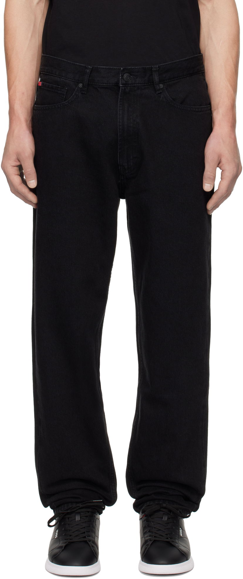 Jeans BOSS Hugo Tapered-Fit Jeans Crna | 50533590
