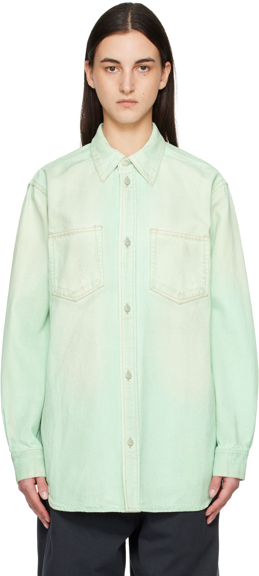 Košulja Acne Studios Acne Studios Faded Denim Shirt Zelena | CB0102-