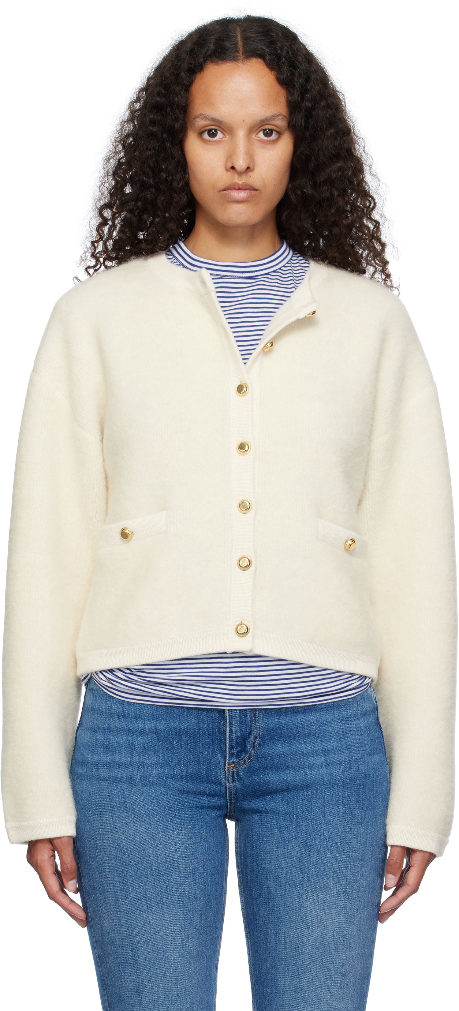 Džemper rag & bone rag & bone Kaia Boucle Cardigan Bijela | WAS24F047AA47, 0