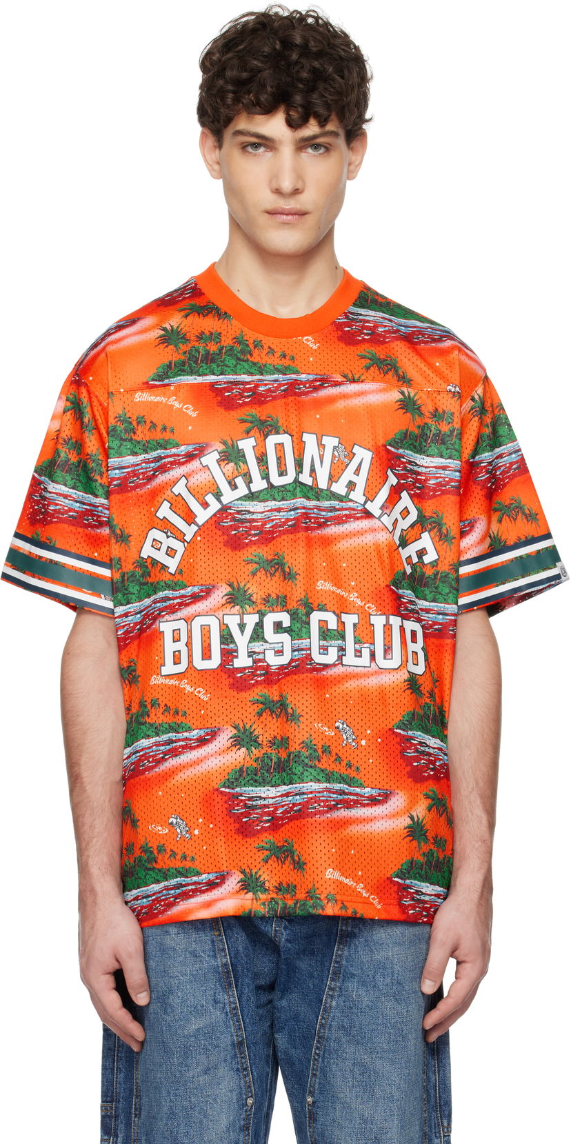 Dres BILLIONAIRE BOYS CLUB Tropical Island Print Football T-shirt Narančasta | B24466