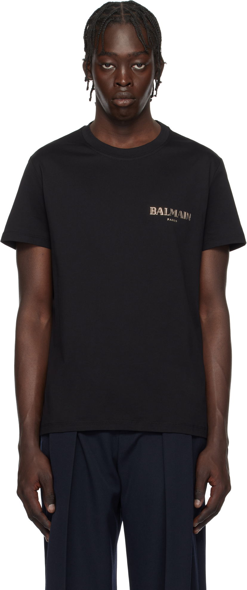 Majica kratkih rukava Balmain Vintage Gel Logo T-Shirt Crna | EH1EF000GD84