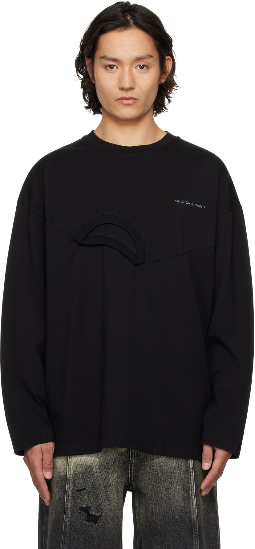 Majica kratkih rukava Feng Chen Wang Feng Chen Wang Oversized 2in1 T-Shirt Crna | FMS19LS01B
