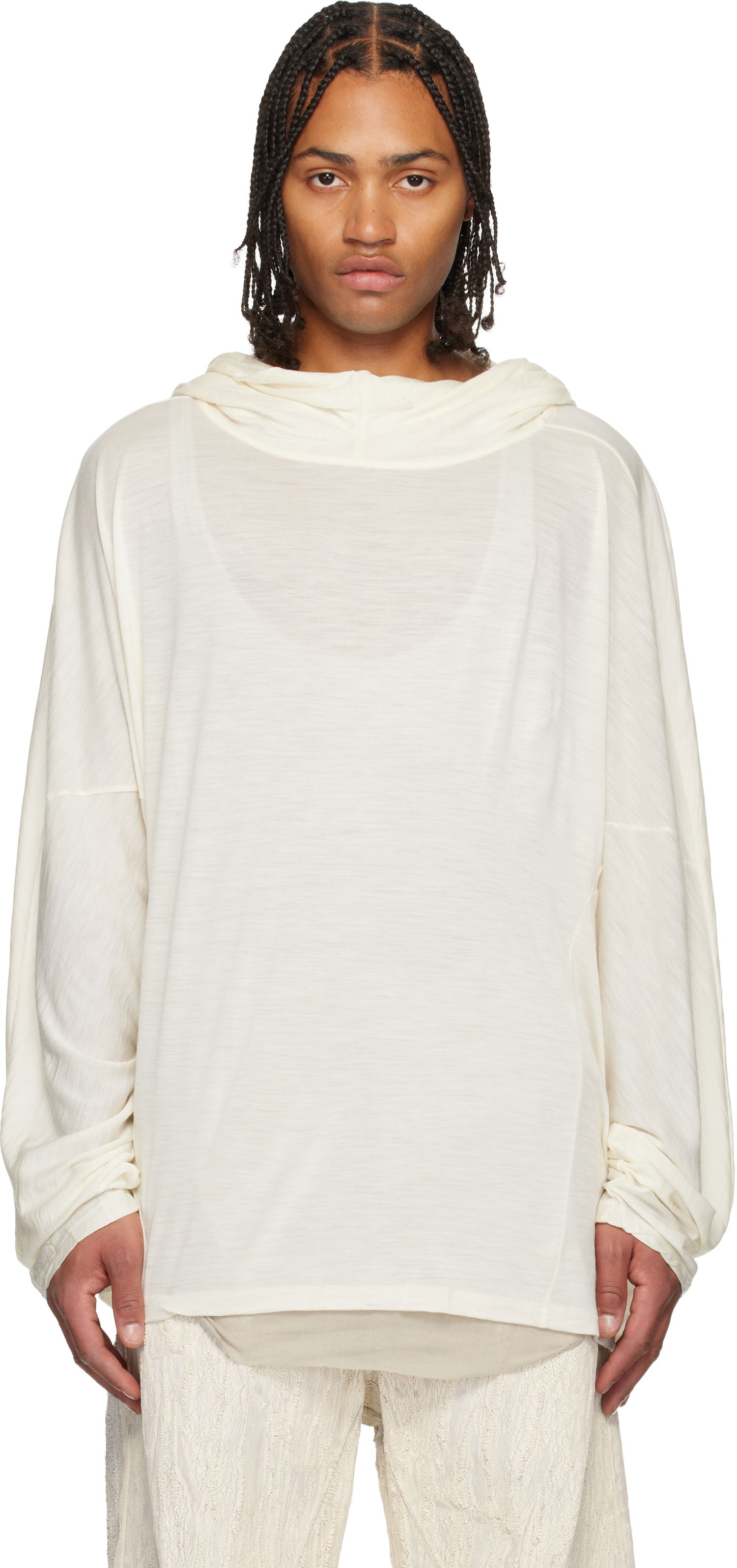 Dukserice Rick Owens Concordians Loose-Fit Cowl Neck Tunic Hoodie Bež | RR02E1502 JSW, 0