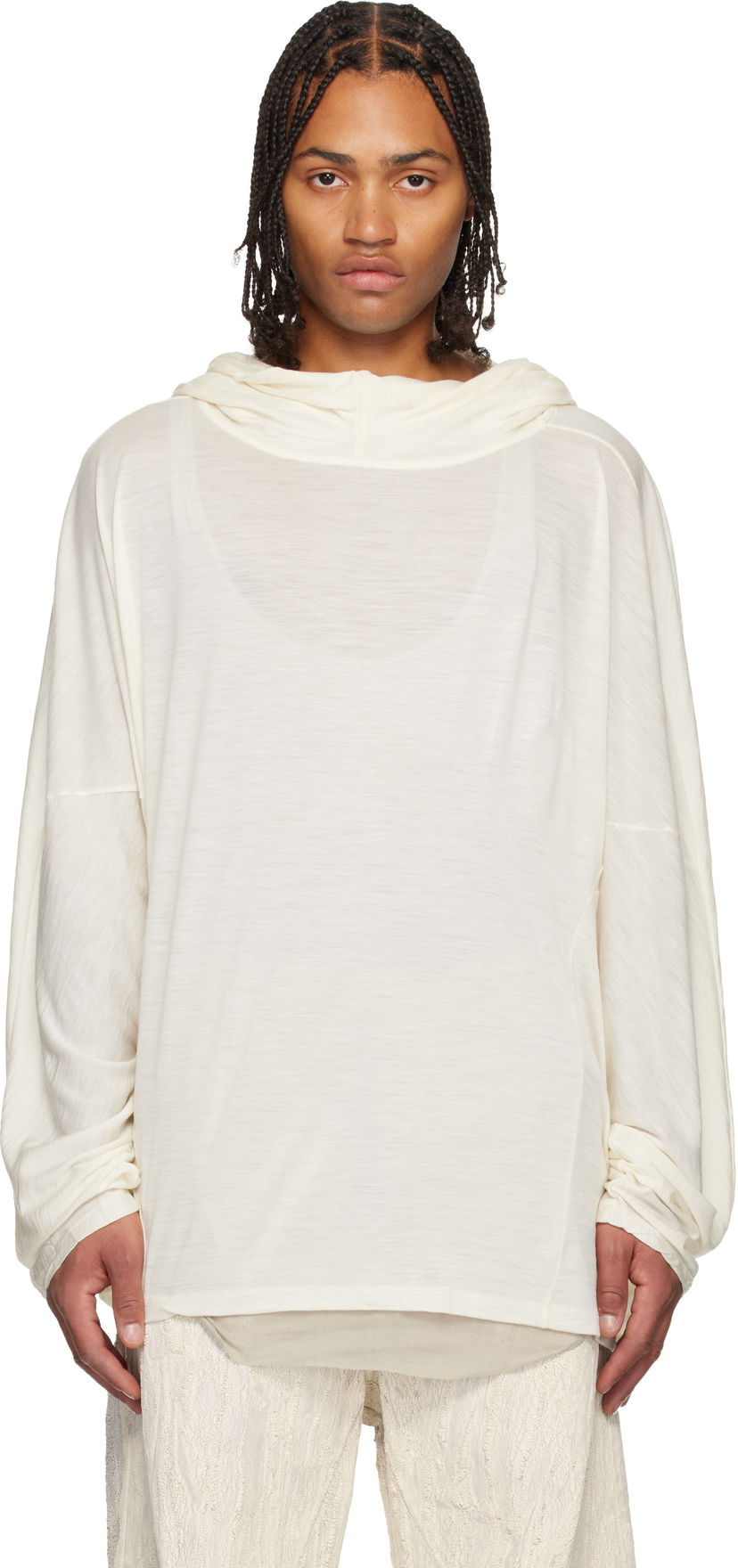 Dukserice Rick Owens Concordians Loose-Fit Cowl Neck Tunic Hoodie Bež | RR02E1502 JSW