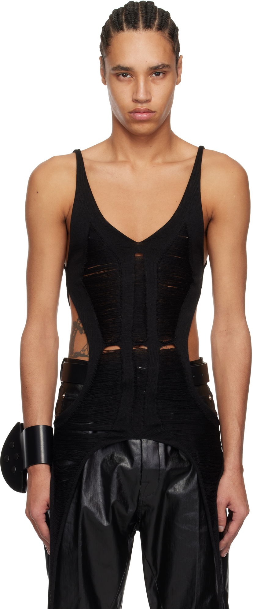Majica bez rukava Rick Owens Rick Owens Hollywood Cutout Bodysuit Tank Top Crna | RR01E5675 KGRIDM