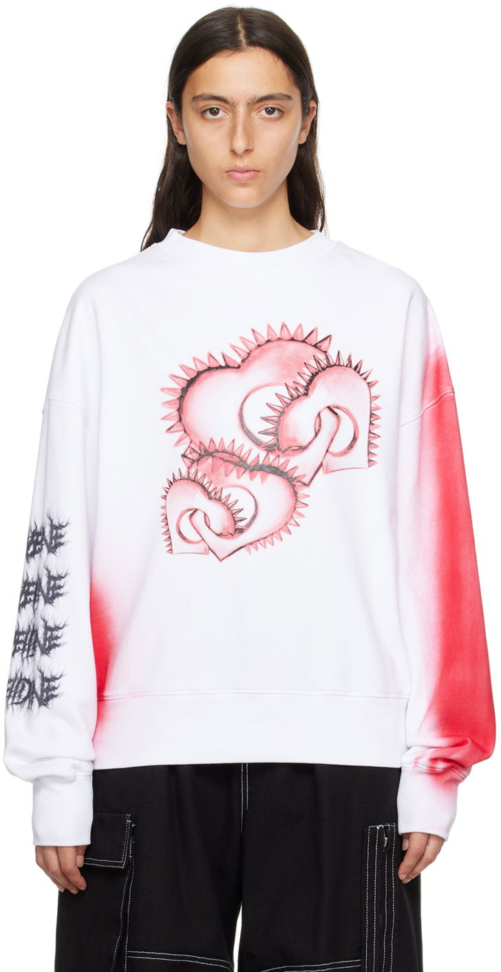 Džemper We11done Printed Sweatshirt Bijela | WD-TS3-23-710-U-WH