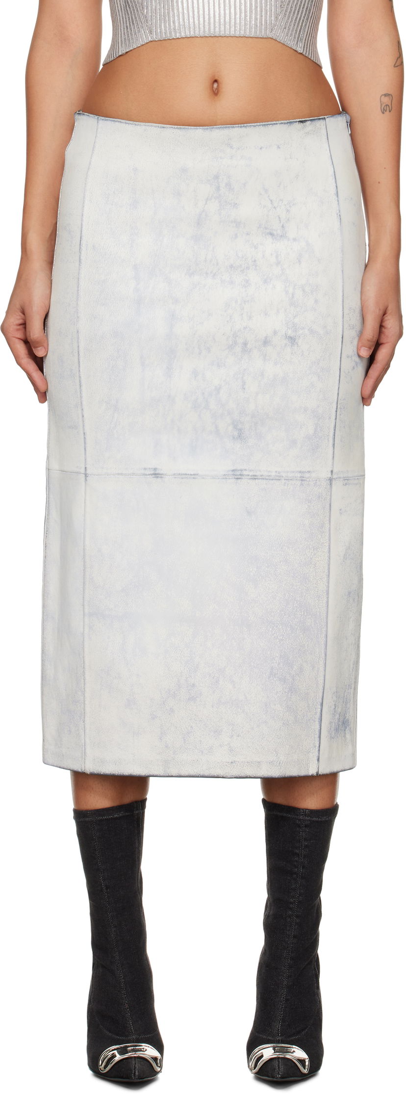 Suknja Diesel Leather Midi Skirt Bijela | A14483 0QJAL