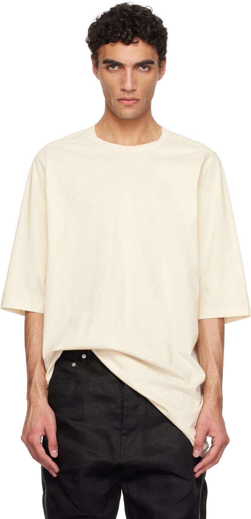 Majica kratkih rukava Rick Owens Rick Owens Hollywood Jumbo Short Sleeve T-Shirt Bež | RU01E5274 JNC
