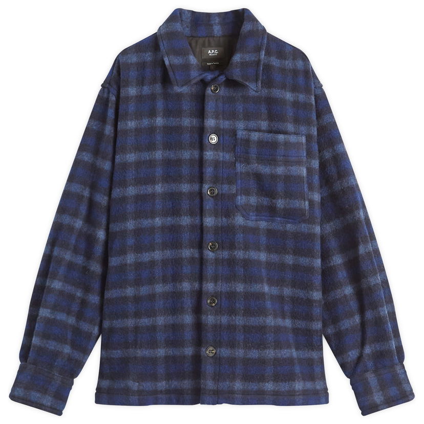 Košulja A.P.C. A.P.C. Stanley Check Wool Overshirt Plava | WOASI-H02989-IAK