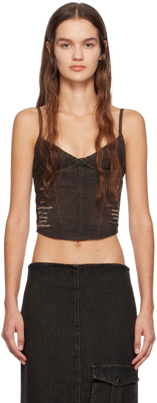Majica bez rukava Miaou Miaou Kiko Denim Tank Top Crna | 7075SD4BLK