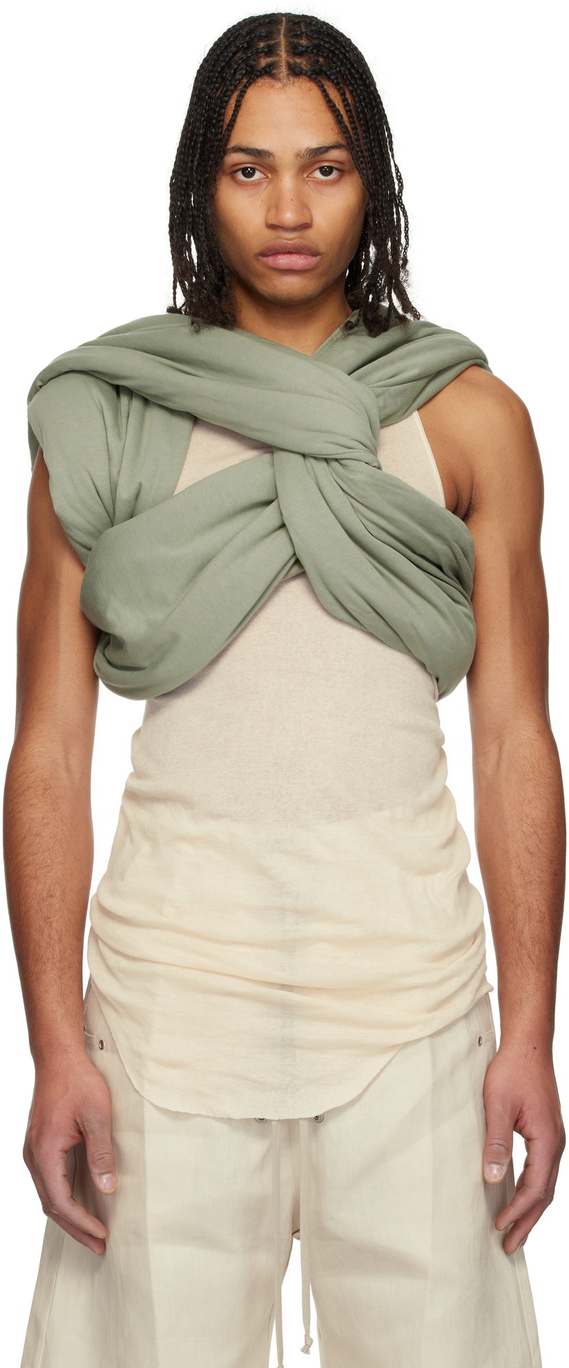 Majica bez rukava Rick Owens Rick Owens Hollywood Triple Donut Top Bež | RU01E5432 JA