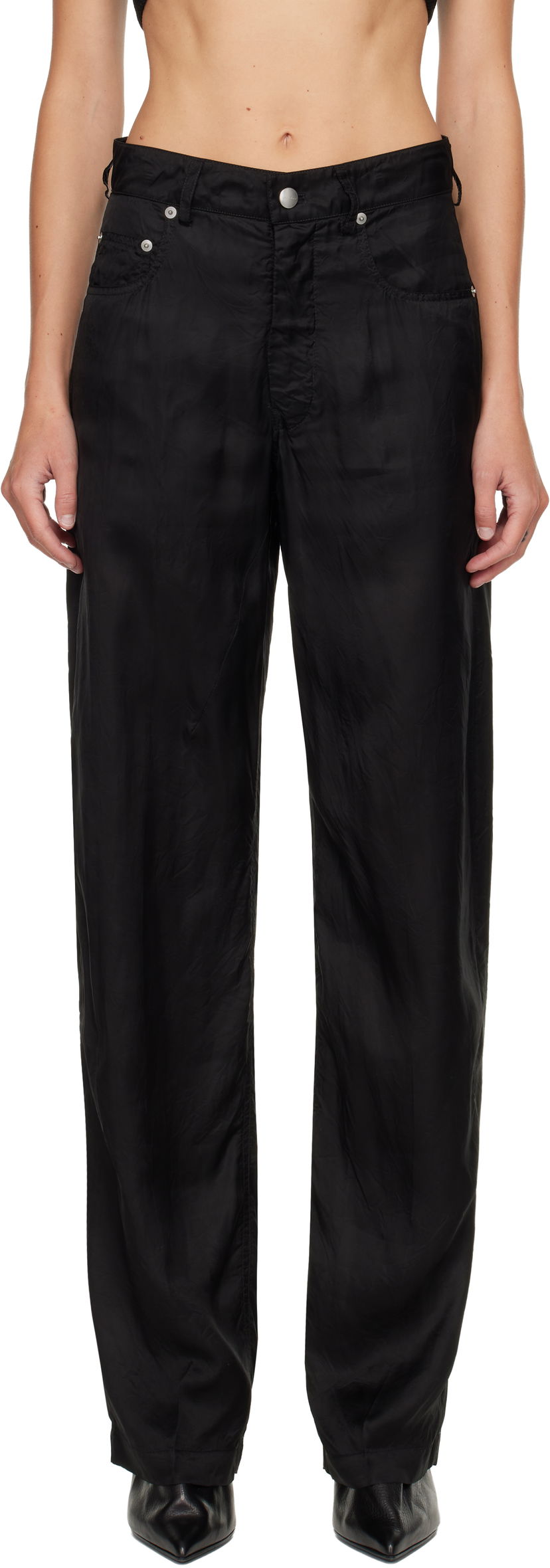 Hlače Rick Owens Relaxed-Fit Technical Fabric Concordians Geth Trousers Crna | RP02E4350 K