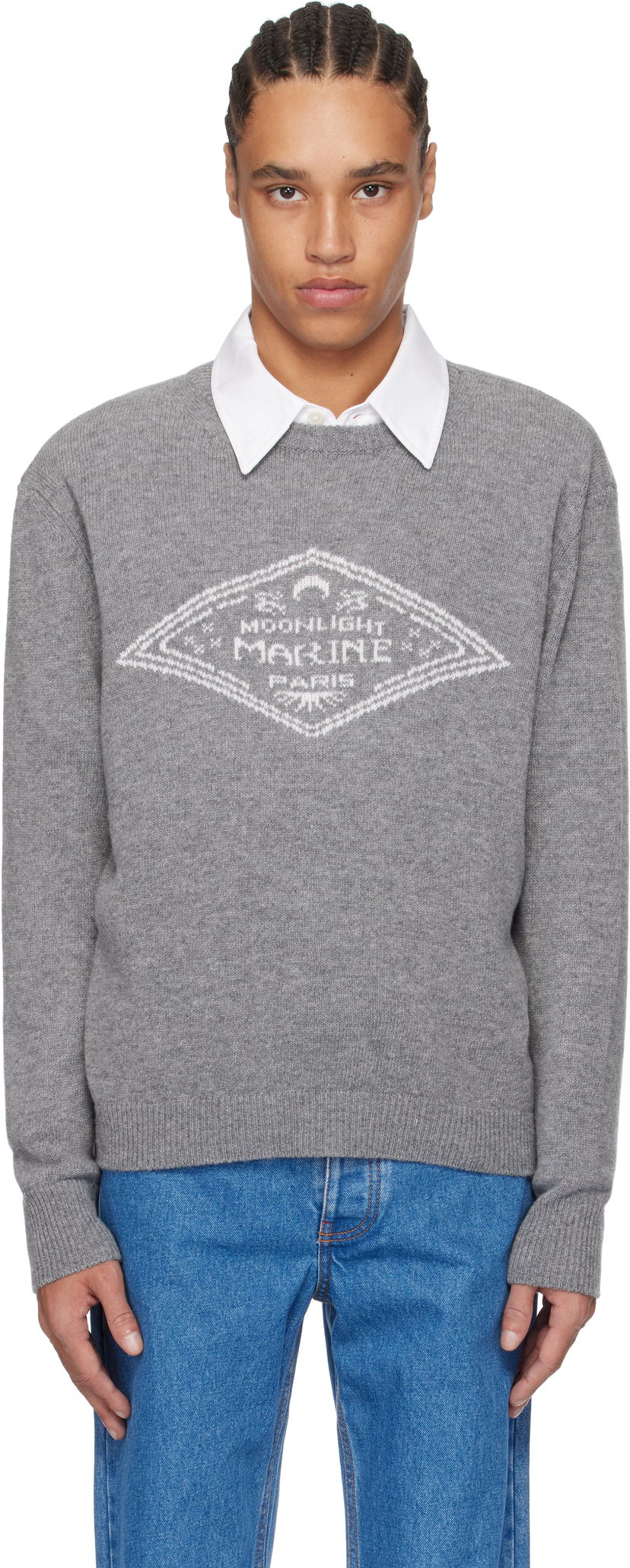 Džemper Marine Serre Marine Serre Wool Knit Crewneck Sweater Siva | MTK004A CKNI0531