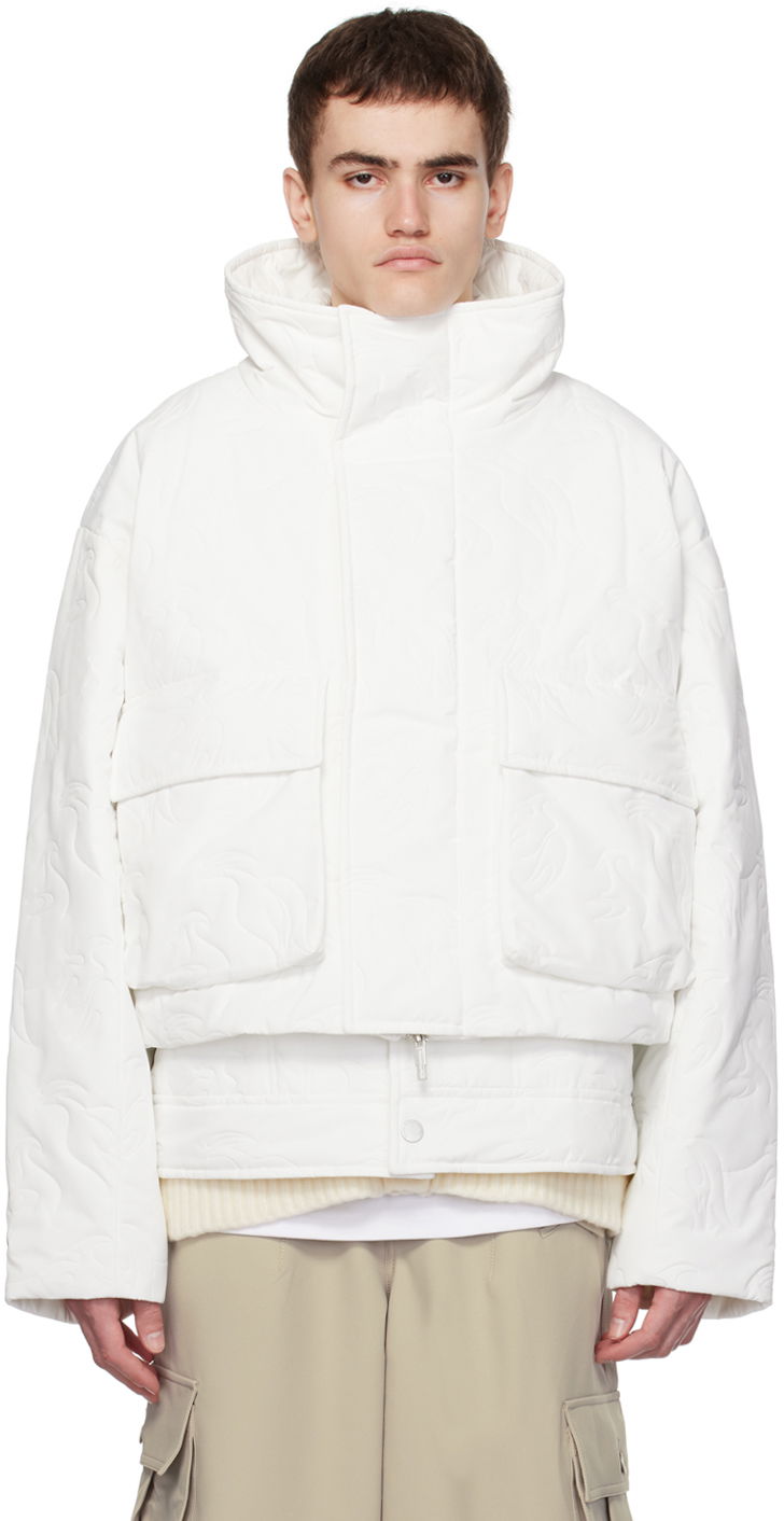 Pernata jakna Feng Chen Wang Feng Chen Wang Embossed Jacket Bijela | FUF16JK38