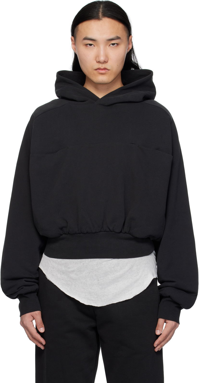 Dukserice Entire Studios Double Double Cropped Hoodie Crna | ES2367SO