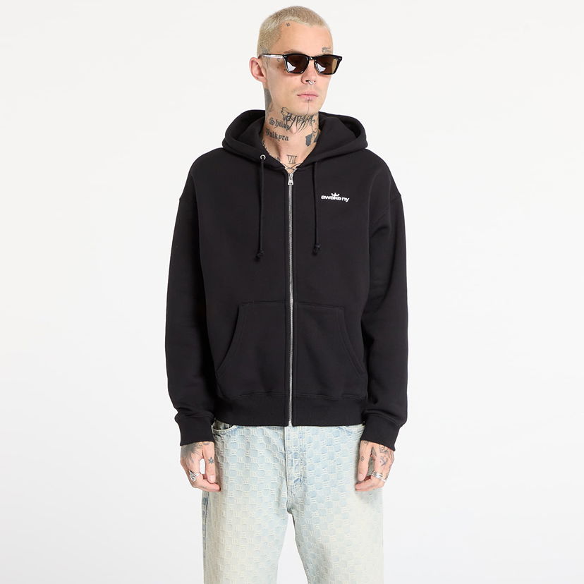 Dukserice Awake NY Awake NY Crown Logo Full-Zip Hoodie L Crna | AWK-FW25-HD003-BLK