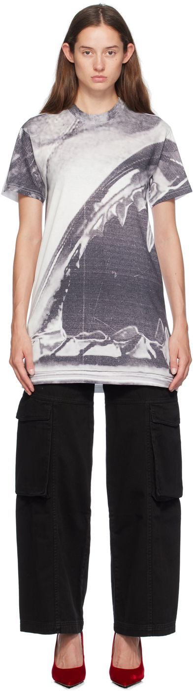 Haljina GCDS Gray & White Morso Tee Minidress Bijela | A2CW1100JE0