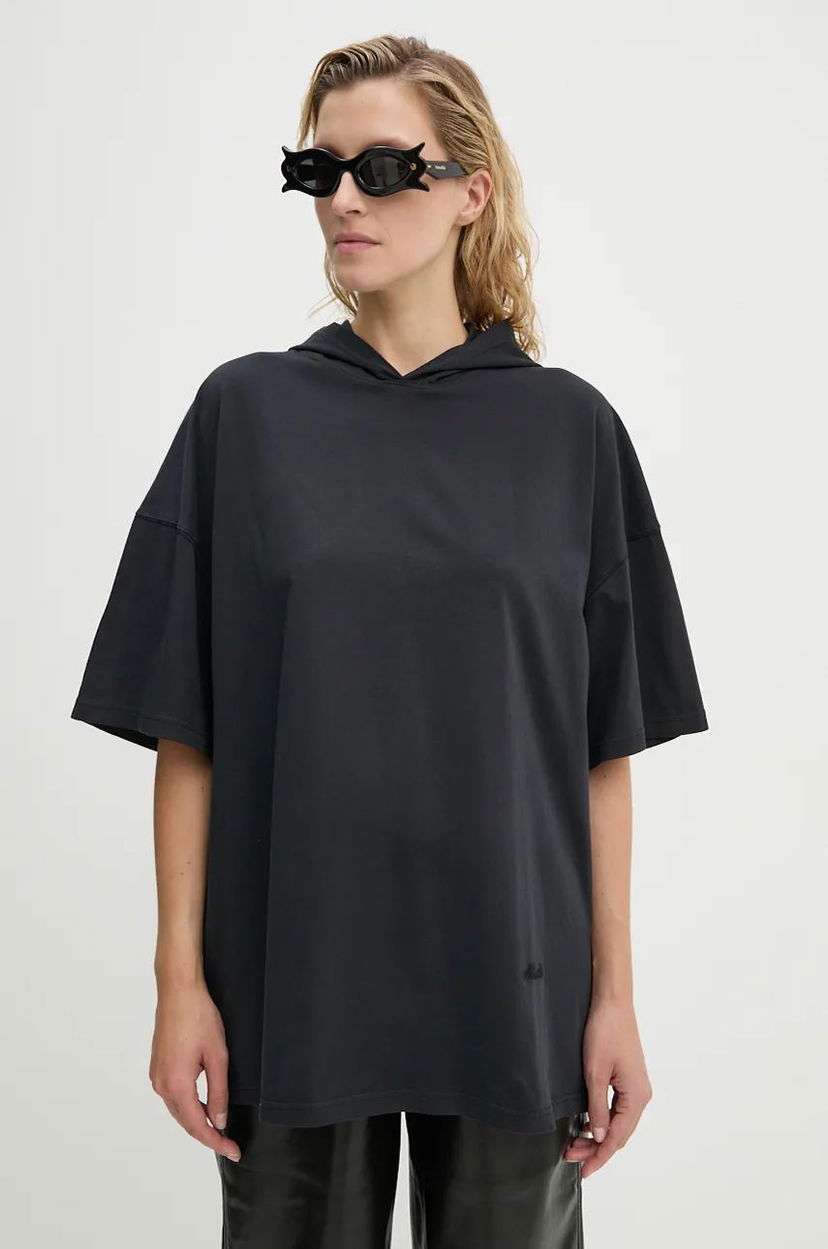 Dukserice Nanushka KACPER Oversized Cotton Hoodie Crna | NU24PFSH03899