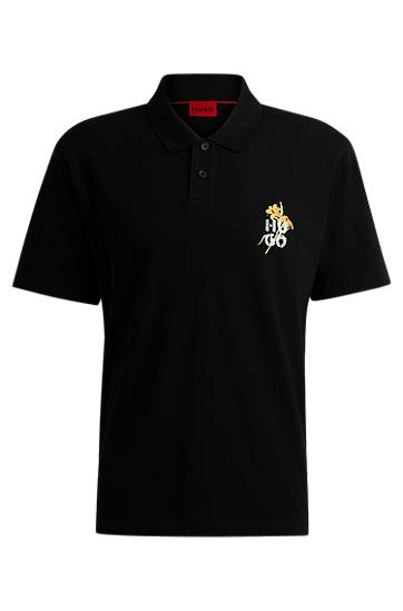 Polo majica BOSS Piqué Polo Shirt with Logo Artwork Crna | 50517409