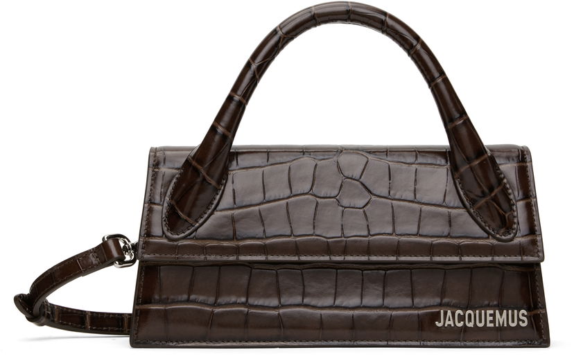 Ručna torbica Jacquemus Jacquemus 'The long Chiquito' Croc-Embossed Top Handle Bag Smeđa | 25E213BA004-4301
