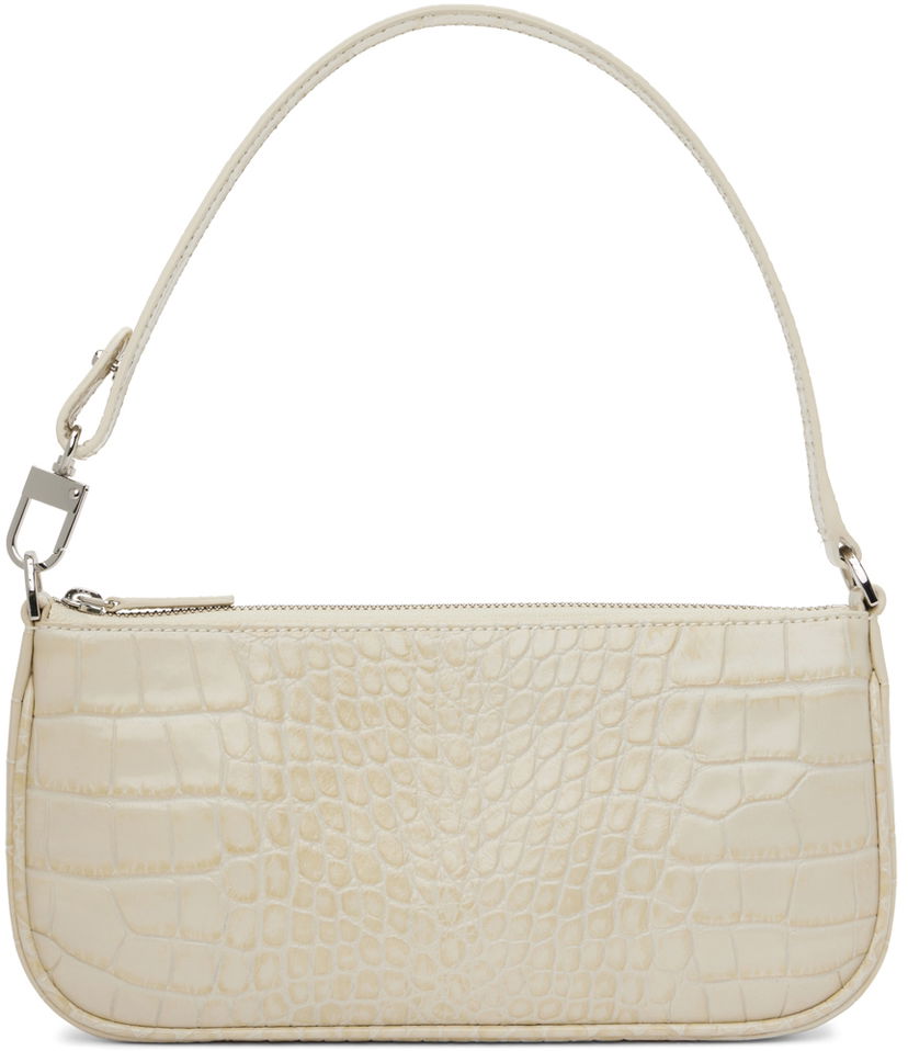 Torba za rame BY FAR Croc Embossed Leather Shoulder Bag Bijela | 18FWRCLSCEDMED
