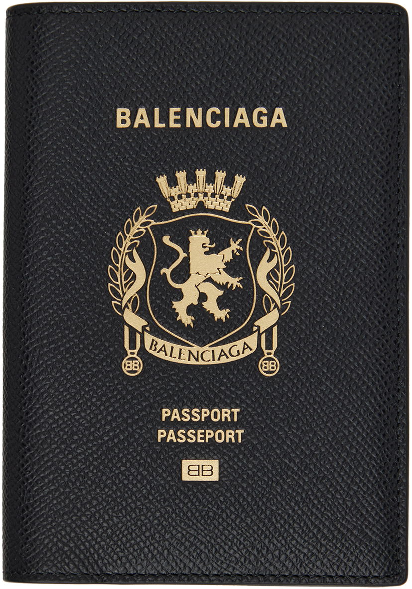 Novčanik Balenciaga Balenciaga Stamped Passport Holder Crna | 787742 2AA3R