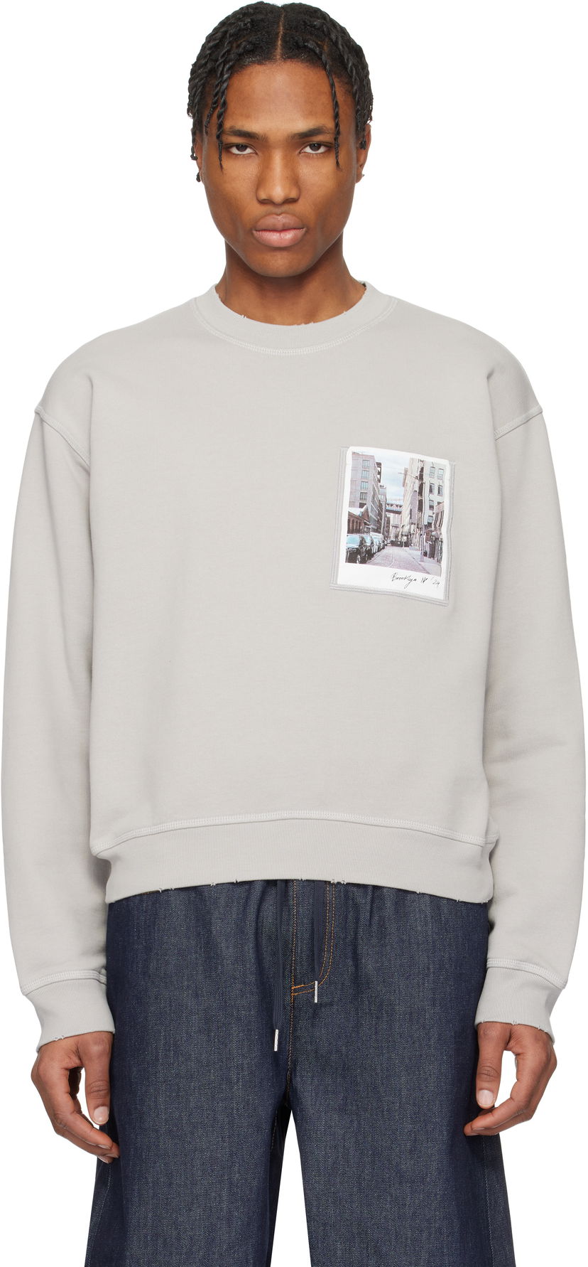 Džemper Helmut Lang Helmut Lang Dumbo Postcard Crewneck Sweatshirt Siva | O10HM523