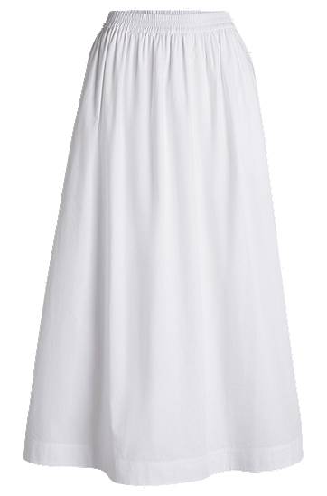 Suknja BOSS Elastic Waist Cotton Poplin Maxi Skirt Bijela | 50543982