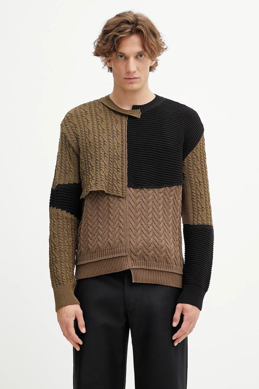 Džemper Andersson Bell Andersson Bell Patchwork Asymmetric Crewneck Sweater Smeđa | atb1330m